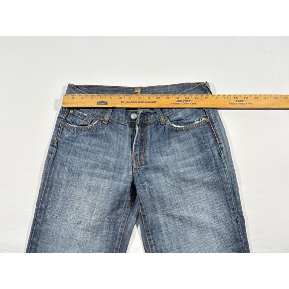 7 For All Mankind Dojo Jeans Women's Flared Faded Stretch Denim Sz 29 x 28 Y2K - Picture 3 of 12